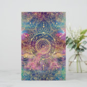 Gouden Mandala Waterverf kleurrijke nevel Briefpapier (Staand voorkant)