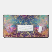 Gouden Mandala Waterverf kleurrijke nevel Bureaumat (Keyboard & Muis)