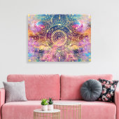 Gouden Mandala Waterverf kleurrijke nevel Canvas Afdruk (Insitu (Woonkamer))