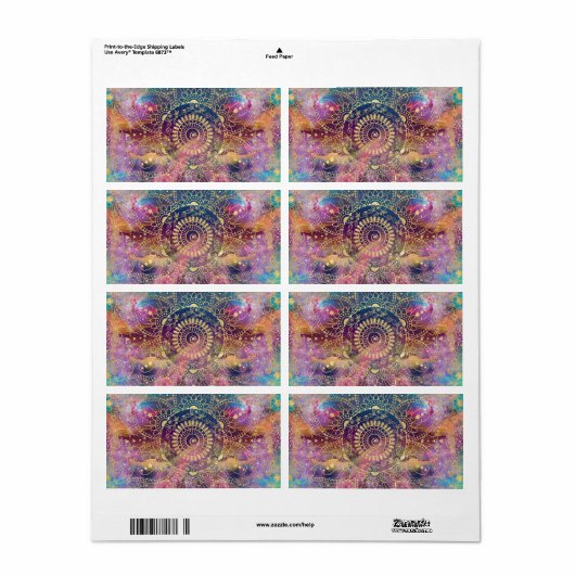Gouden Mandala Waterverf kleurrijke nevel Etiket (Full Sheet)