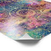 Gouden Mandala Waterverf kleurrijke nevel Foto Afdruk (Hoek)