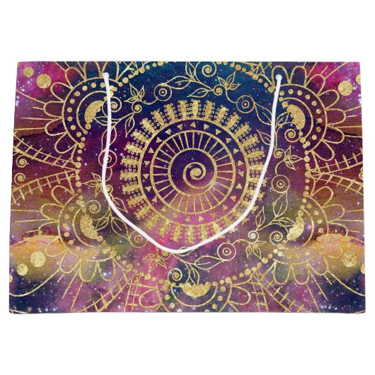Gouden Mandala Waterverf kleurrijke nevel Groot Cadeauzakje (Voorkant)