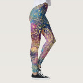 Gouden Mandala Waterverf kleurrijke nevel Leggings (Rechts)