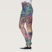 Gouden Mandala Waterverf kleurrijke nevel Leggings (Links)