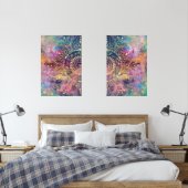 Gouden Mandala Waterverf kleurrijke nevel Muurkunst Sets (Slaapkamer)