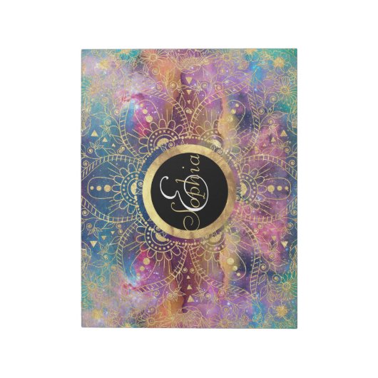 Gouden Mandala Waterverf kleurrijke nevel Notitieblok (Linkerzijde)