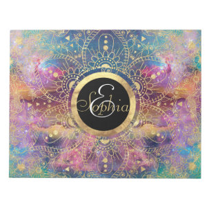 Gouden Mandala Waterverf kleurrijke nevel Notitieblok