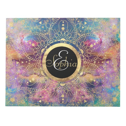 Gouden Mandala Waterverf kleurrijke nevel Notitieblok (Voorkant)