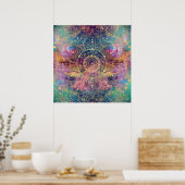 Gouden Mandala Waterverf kleurrijke nevel Poster (Keuken)