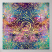 Gouden Mandala Waterverf kleurrijke nevel Poster (Voorkant)