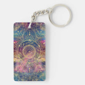Gouden Mandala Waterverf kleurrijke nevel Sleutelhanger (achterkant)