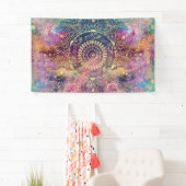 Gouden Mandala Waterverf kleurrijke nevel Spandoek (Insitu)