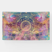 Gouden Mandala Waterverf kleurrijke nevel Spandoek (Horizontaal)