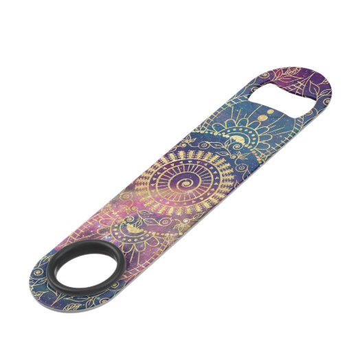 Gouden Mandala Waterverf kleurrijke nevel Speed Flessenopener (Voorkant Gekanteld)