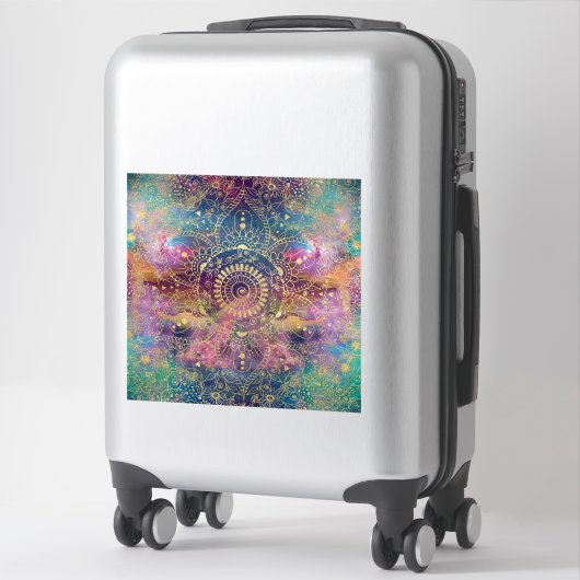 Gouden Mandala Waterverf kleurrijke nevel Sticker (Koffer)