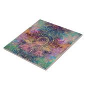 Gouden Mandala Waterverf kleurrijke nevel Tegeltje (Zijkant)