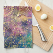 Gouden Mandala Waterverf kleurrijke nevel Theedoek (Quarter Fold)