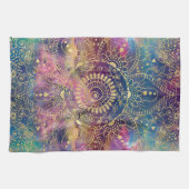 Gouden Mandala Waterverf kleurrijke nevel Theedoek (Horizontaal)