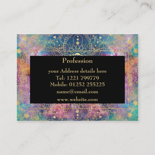 Gouden Mandala Waterverf kleurrijke nevel Visitekaartje (Achterkant)