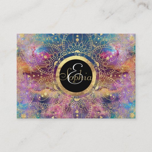 Gouden Mandala Waterverf kleurrijke nevel Visitekaartje (Voorkant)