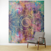 Gouden Mandala Waterverf kleurrijke nevel Wandkleed (In situ)