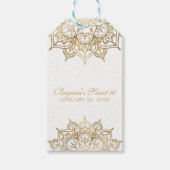 Gouden Mandala Wit Glam Moderne Huwelijksgunst Cadeaulabel (Voorkant)
