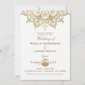 Gouden Mandala Wit Modern Elegant Minimal Wedding Kaart (Voorkant)