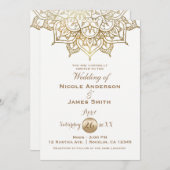 Gouden Mandala Wit Modern Elegant Minimal Wedding Kaart (Voorkant / Achterkant)