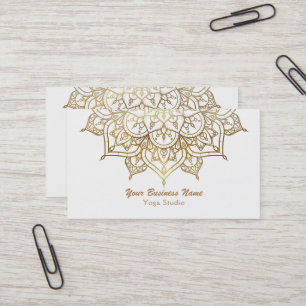 Gouden Mandala Witte Chic Klasse Moderne Yoga Visitekaartje