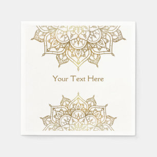 Gouden Mandala Witte Chic Moderne Glam Partij Servet