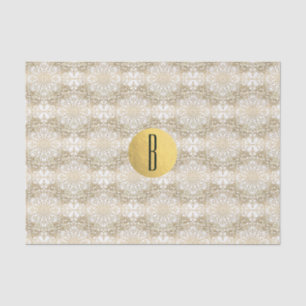 Gouden Mandala & Witte Elegante Chic Monogram Mode Tissuepapier