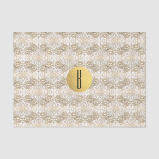 Gouden Mandala & Witte Elegante Chic Monogram Mode Tissuepapier (Voorkant)