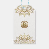 Gouden Mandala Witte Glam Moderne Trouwgunst Cadeaulabel (Achterkant)