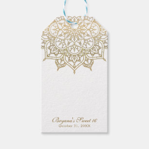 Gouden Mandala Witte Klasse Moderne Trouwgunst Cadeaulabel