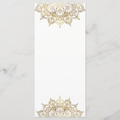 Gouden Mandala Witte Moderne Elegante Trouwmenu Menu (Achterkant)