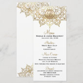 Gouden Mandala Witte Moderne Elegante Trouwmenu Menu (Voorkant / Achterkant)