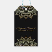Gouden Mandala Zwart Glam Modern Huwelijksgunst Cadeaulabel (Voorkant)