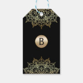 Gouden Mandala Zwart Glam Modern Huwelijksgunst Cadeaulabel (Achterkant)