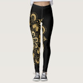Gouden Mandala Zwarte Boho Leggings (Voorkant)