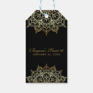 Gouden Mandala Zwarte Glam Moderne Trouwgunst Cadeaulabel