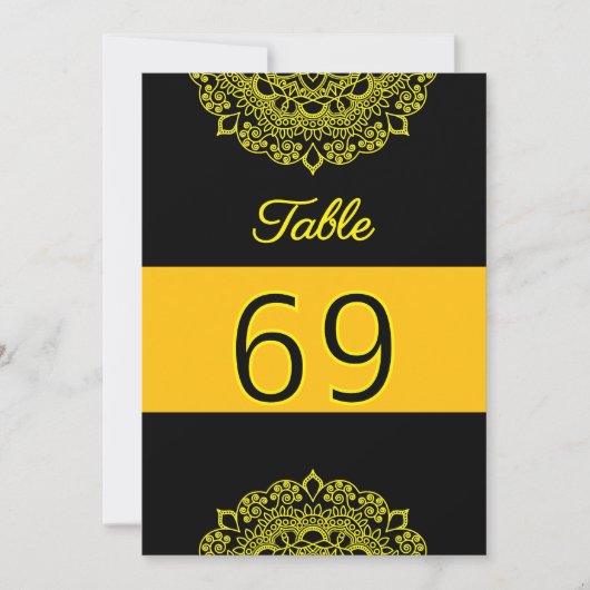 gouden mandala zwarte tafel nummer kaart (Voorkant)