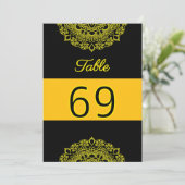gouden mandala zwarte tafel nummer kaart (Staand voorkant)