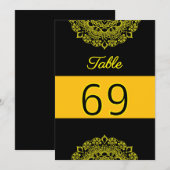 gouden mandala zwarte tafel nummer kaart (Voorkant / Achterkant)