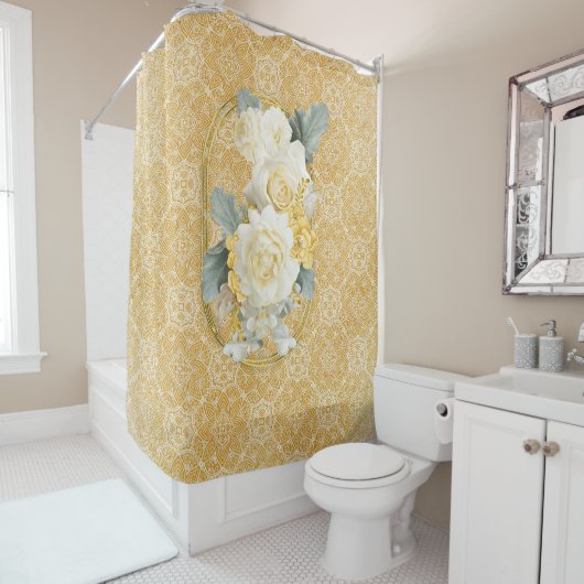 Gouden mandala's van verschillende geometrische ci douchegordijn (In situ)