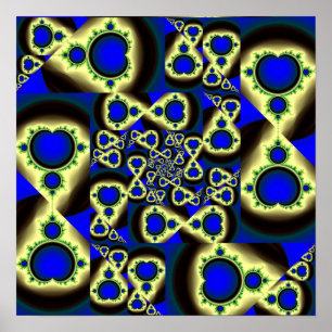 Gouden Mandelbrot Mozaïek Abstracte Fractale Kunst Poster