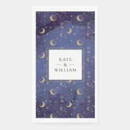 Gouden manen en sterren hemelse mystieke bruiloft servet