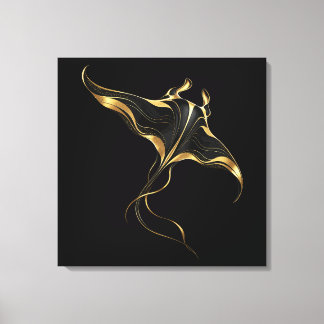 Gouden Manta Rog Minimalistische Omwikkelde Canvas Afdruk
