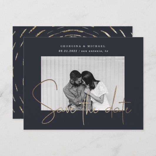 gouden manuscript één foto sparen het datumbriefka (Voorkant / Achterkant)