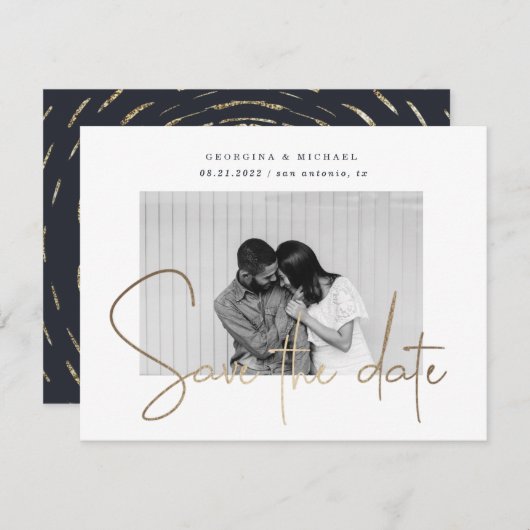 gouden manuscript één foto sparen het datumbriefka (Voorkant / Achterkant)