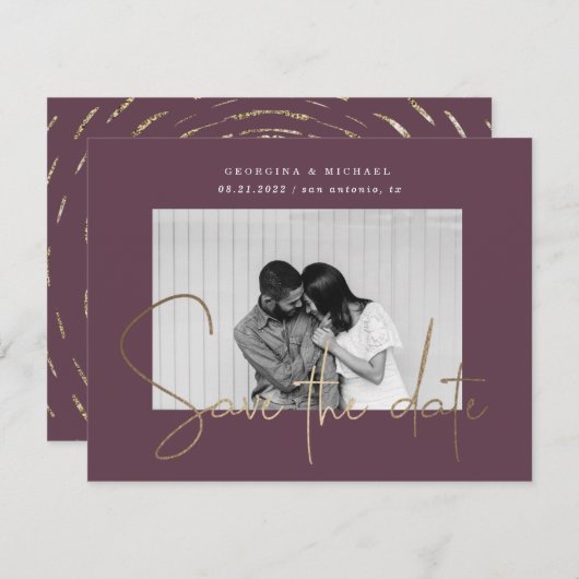 gouden manuscript één foto sparen het datumbriefka (Voorkant / Achterkant)